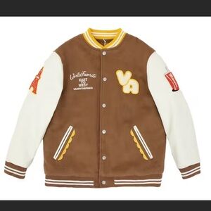 Vandy the Pink Burger Varsity Jacket Adult Women Small, Children XL RARE NWOT